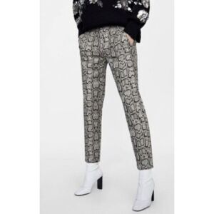 zara 6136/246/038 womens snake print trousers pants black brown white 4 small